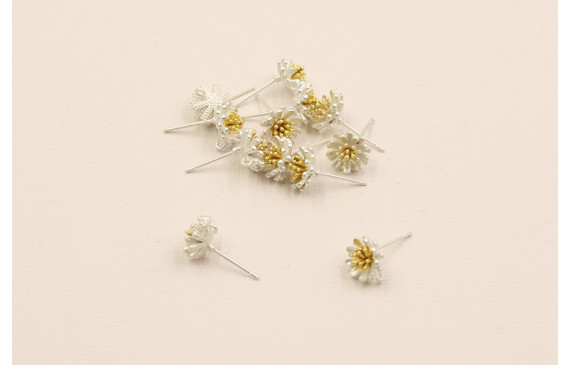 Perno flor 14mm. Oro y plara Mate