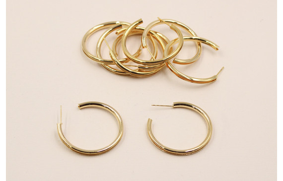 Pendiente Aro con ranura 32mm diam. Oro