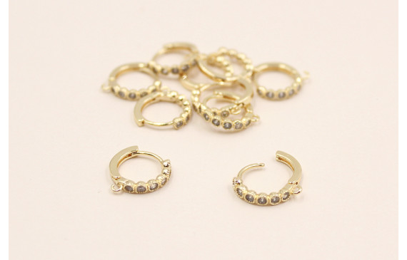 Perno cristales 14mm diámetro Oro Mate