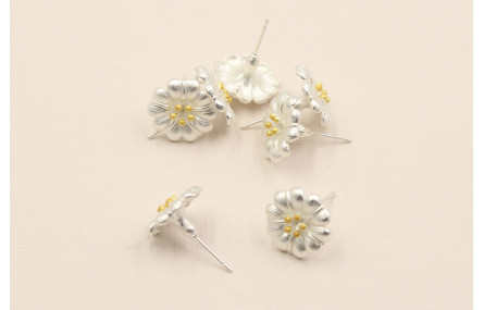 Perno Flor 16mm diametro Plata mate + Oro Mate 