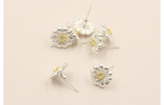 Perno Flor 16mm diametro Plata mate + Oro Mate 