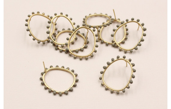 Pendiente Aro 26*22mm Bolas Grises de 3mm