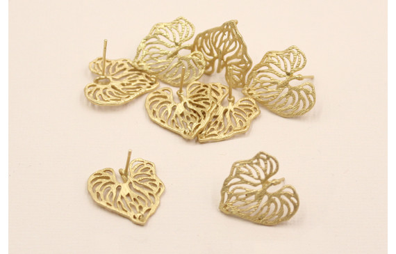 Pendiente Hoja calada 20*20mm Dorado Mate