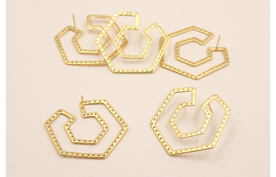 Pendiente Hexágonos 40*33mm Dorado Mate
