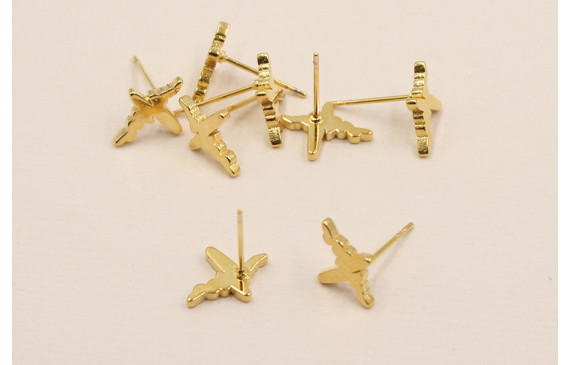 Perno Acero Inoxidable Latido Corazón 13*9mm Oro