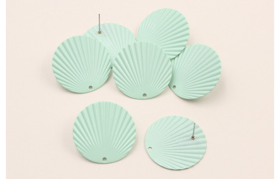 Perno Disco ondulado 25mm Esmalte verde Turquesa