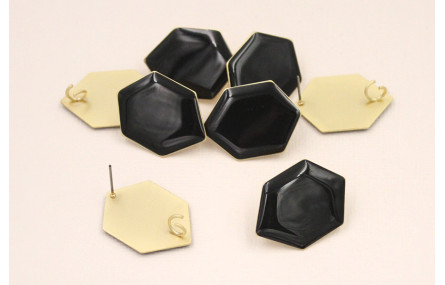 Hexágono 30*20mm Esmalte Negro