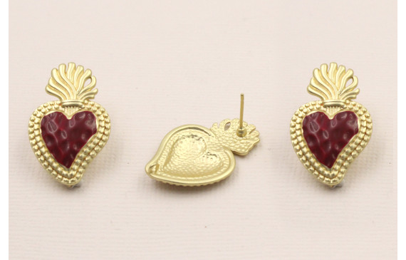 Perno Sagrado Corazón 28*20mm O.Mate esmalte rojo