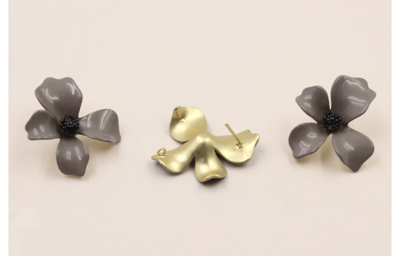 Perno Flor 30mm diametro Oro Mate  Gris y negro