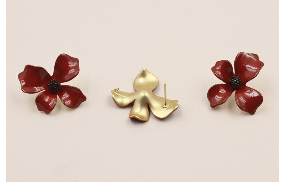 Perno Flor 30mm diametro Oro Mate Teja y negro