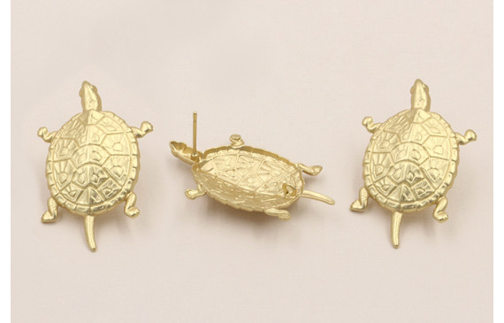 Pendiente Tortuga 40*20mm Dorada Mate