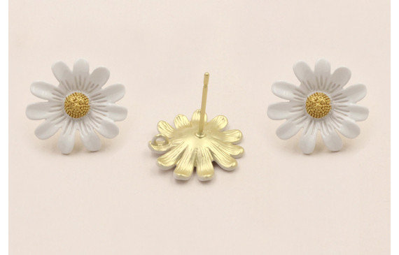 Perno Margarita Blanca y amarilla 17mm diametro