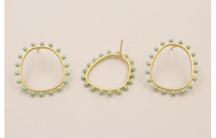 Pendiente Aro 26*22mm Bolas Turquesas