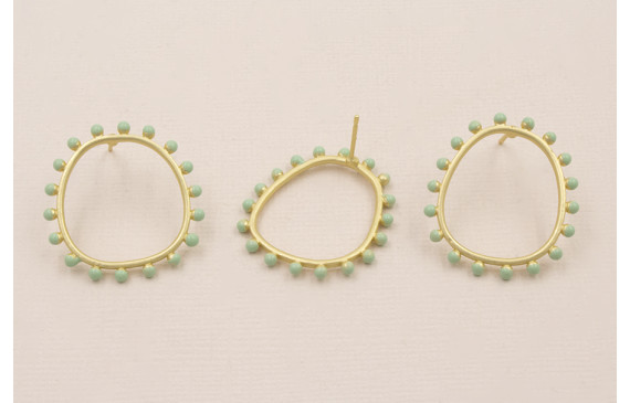 Pendiente Aro 26*22mm Bolas Turquesas