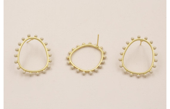 Pendiente Aro 26*22mm Bolas Blancas