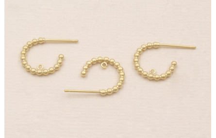 Pendiente Aro semicirculo 10mm Bolitas Dorado Mate