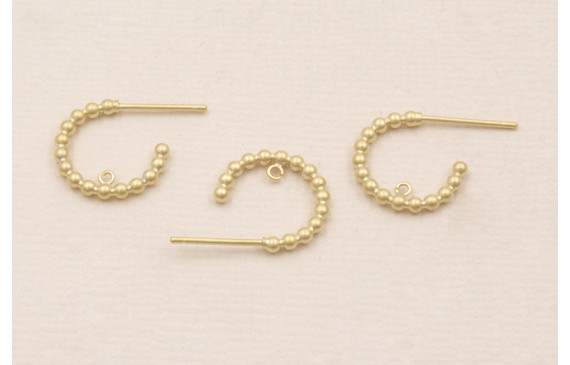 Pendiente Aro semicirculo 10mm Bolitas Dorado Mate