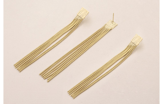 Pendiente Fleco 95mm por 10mm Dorado Mate