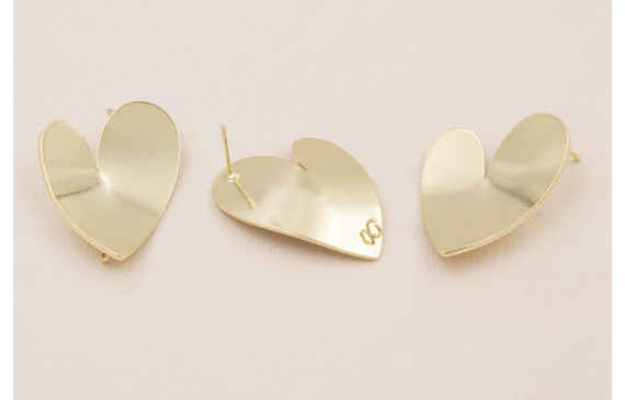 Pendiente Corazón Curvado 32*25mm Dorado