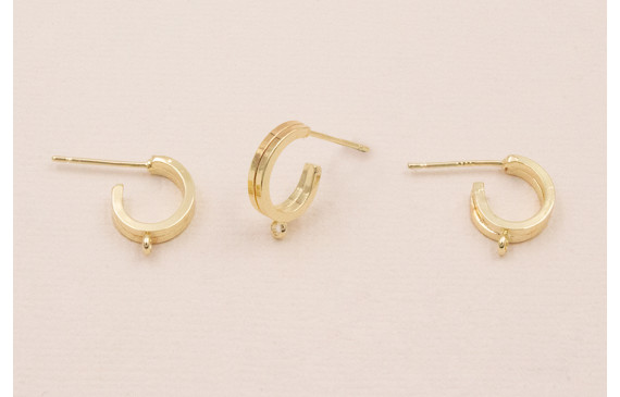 Pendiente semi Ovalo 12*10mm Oro