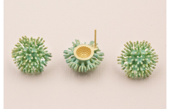 Pendiente Nenufar 17mm diametro Turquesa