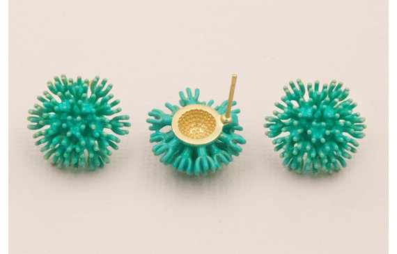 Pendiente Nenufar 17mm diametro Turquesa Fuerte