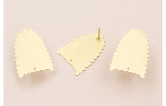 Pendiente semi Ovalo dentado 17*24 Dorado Mate