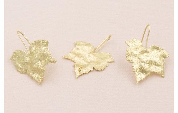 Pendiente Hoja 5 puntas 25*25 Oro Mate