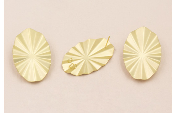 Pendiente Ovalo Estriado 45*30 mm Oro Mate