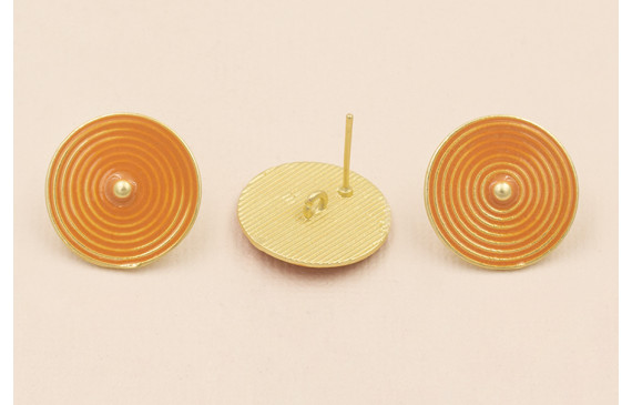 Pendiete Disco de 20mm Oro Mate Esmaltado Ocre