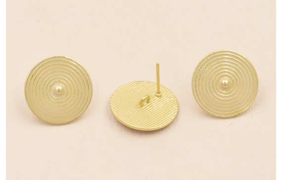 Pendiete Disco de 20mm Oro Mate Esmaltado Beige