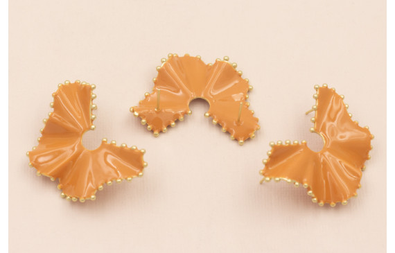 Hoja ondulada esmaltada Ocre Ribetes Dorados 40*30