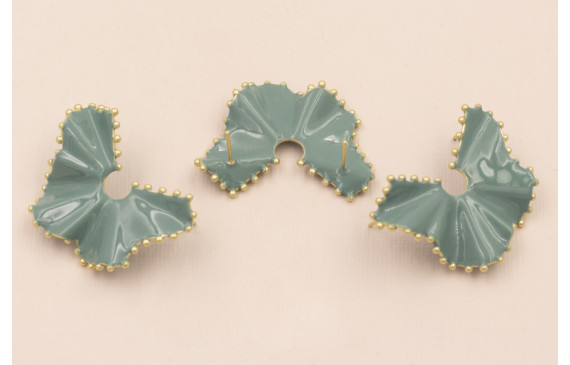 Hoja ondulada esmalte Azul Ribetes Dorados 40*30