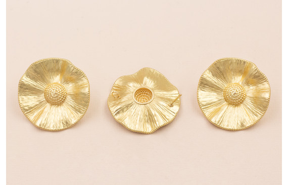 Pendiente Flor Redonda 35mm diámetro Oro Mate