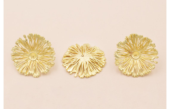 Pendiente Flor 30mm diam, Oro Mate