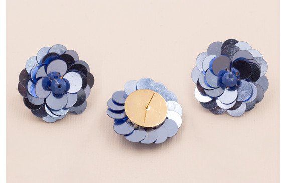 Pendiente Flor Lentejuelas 30mm diametro Azul