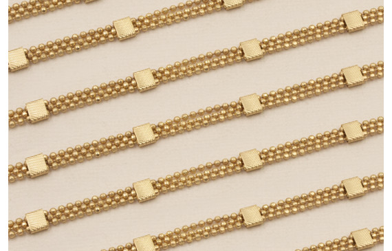 Cadena facetada triple Dorado Mate corchete de 5mm