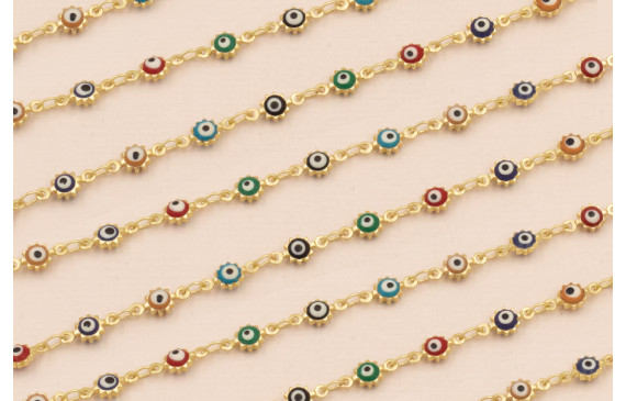 Cadena Ojo Turco multicolor de 4mm Oro Mate