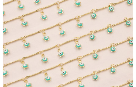 Cadena Listones O.Mate y Colgante Ojo Turco de 6mm