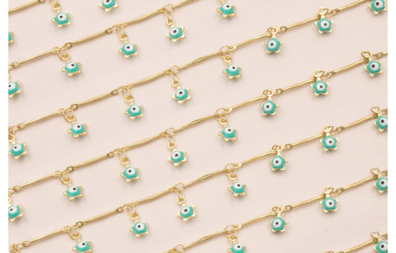 Cadena Listones O.Mate y Colgante Ojo Turco de 6mm