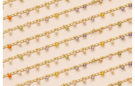 Cadena eslabon 2mm con Pivotes cristal Multicolor