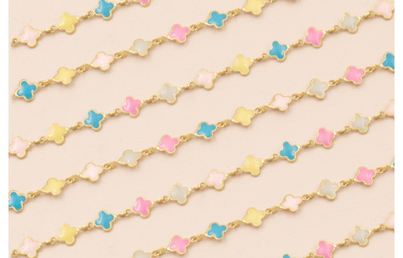 Cadena esmaltes 6*6mm colores pastel Oro Mate