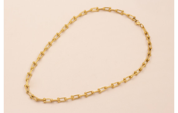 Collar Completo Acero Inox. Eslabon 13*7mm Oro