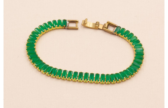 Cadena Strass de 16cms y piedra de  5*2mm verde