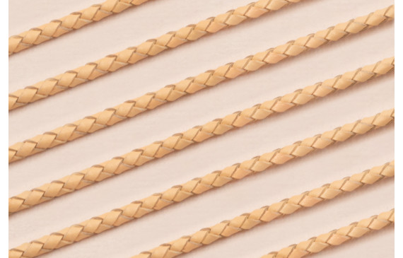 Cuero trenzado de 3mm Color Natural
