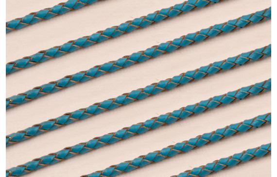 Cuero trenzado de 3mm Turquesa