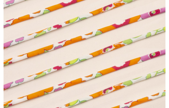 Lazo Liberty 4mm Flores Naranja, verde Fuxia