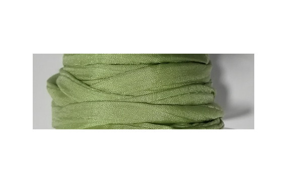 Cinta de seda Natural cosida 5-7mm verde claro
