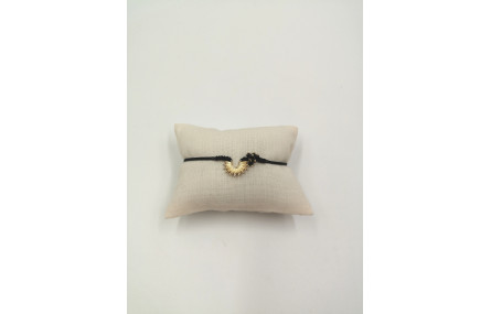 Pulsera macrame negra con medio sol y facetadas