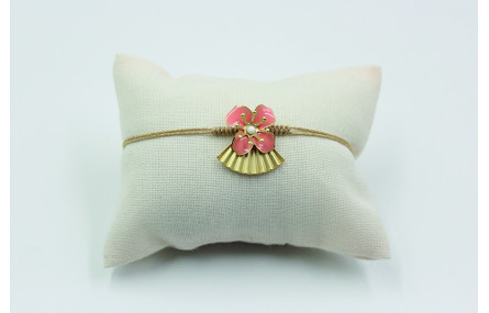 Pulsera nudo serpiente flor esmaltada rosa y trian